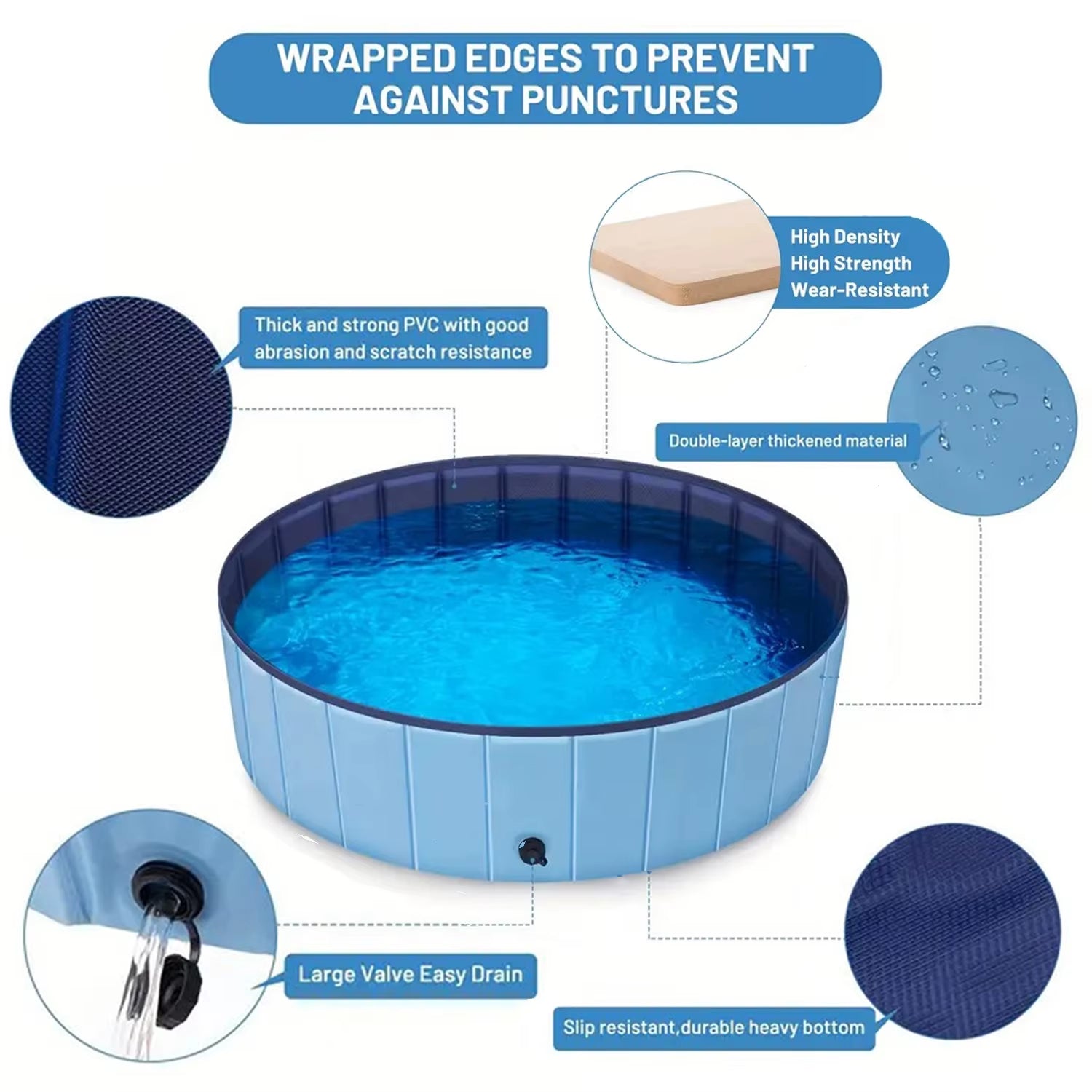 1Pcs Foldable Pet Bathtub, Durable PVC Swimming Pool for Dog,Portable Pool Non-Slip,For Large and Medium-Sized Dogs