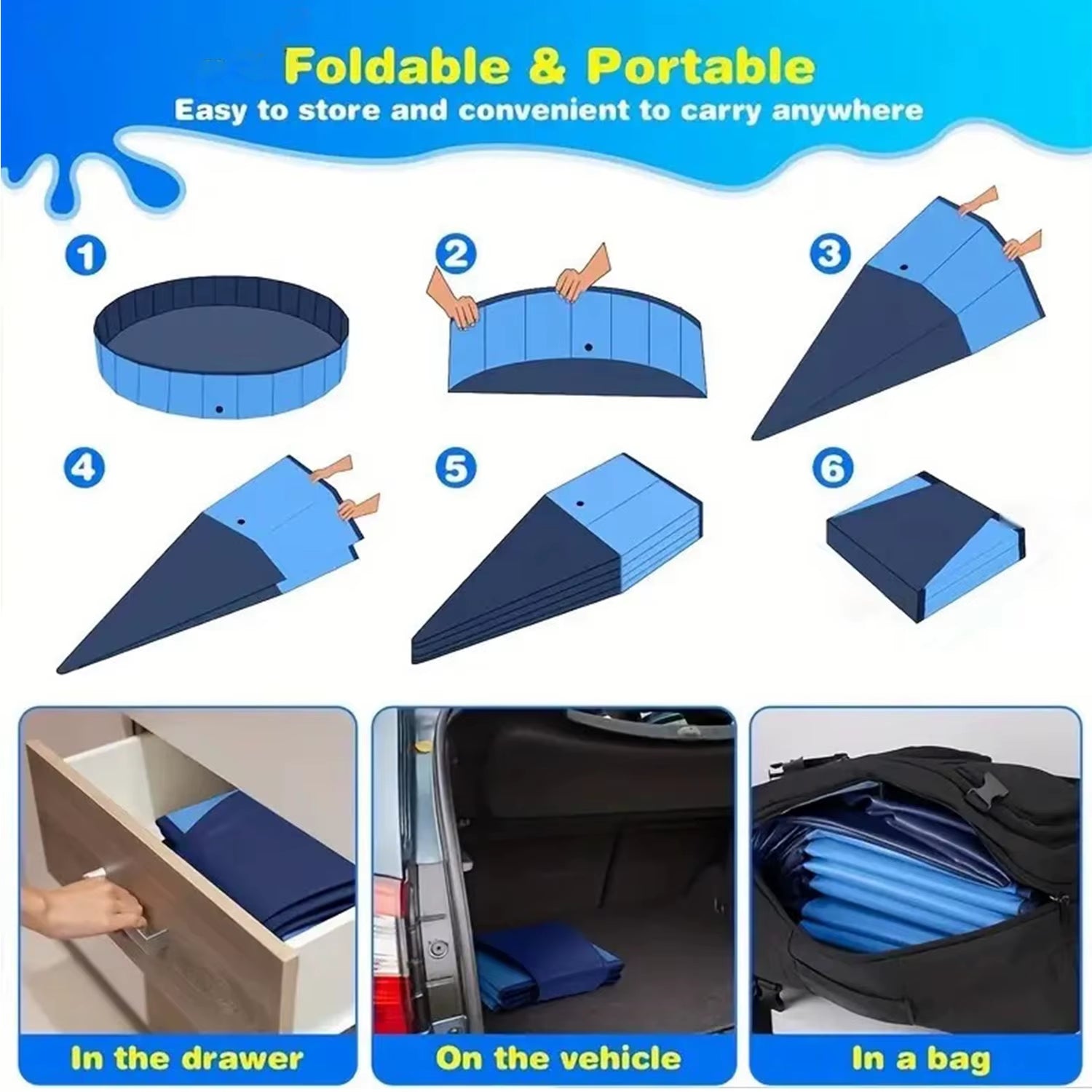 1Pcs Foldable Pet Bathtub, Durable PVC Swimming Pool for Dog,Portable Pool Non-Slip,For Large and Medium-Sized Dogs