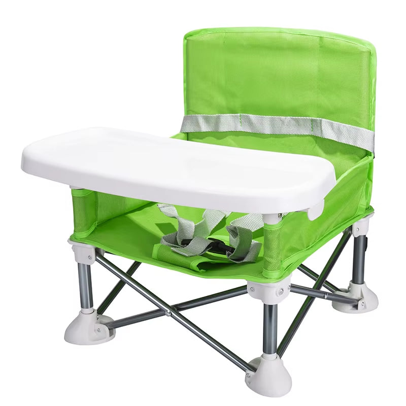 Baby Foldable Portable Dining Chair with Plate Seat Belt Children'S Beach Chair Camping Child Comfortable Feeding Seat Baby