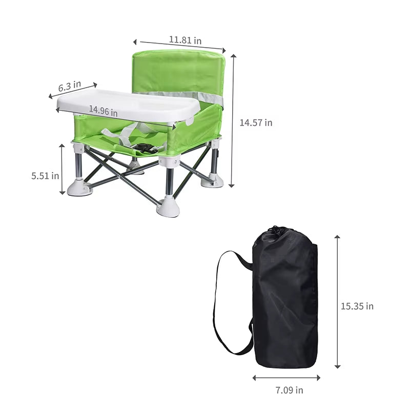 Baby Foldable Portable Dining Chair with Plate Seat Belt Children'S Beach Chair Camping Child Comfortable Feeding Seat Baby